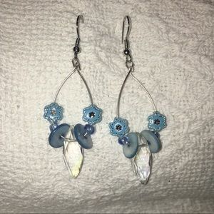 Crystal earrings in blue Custom Crafted